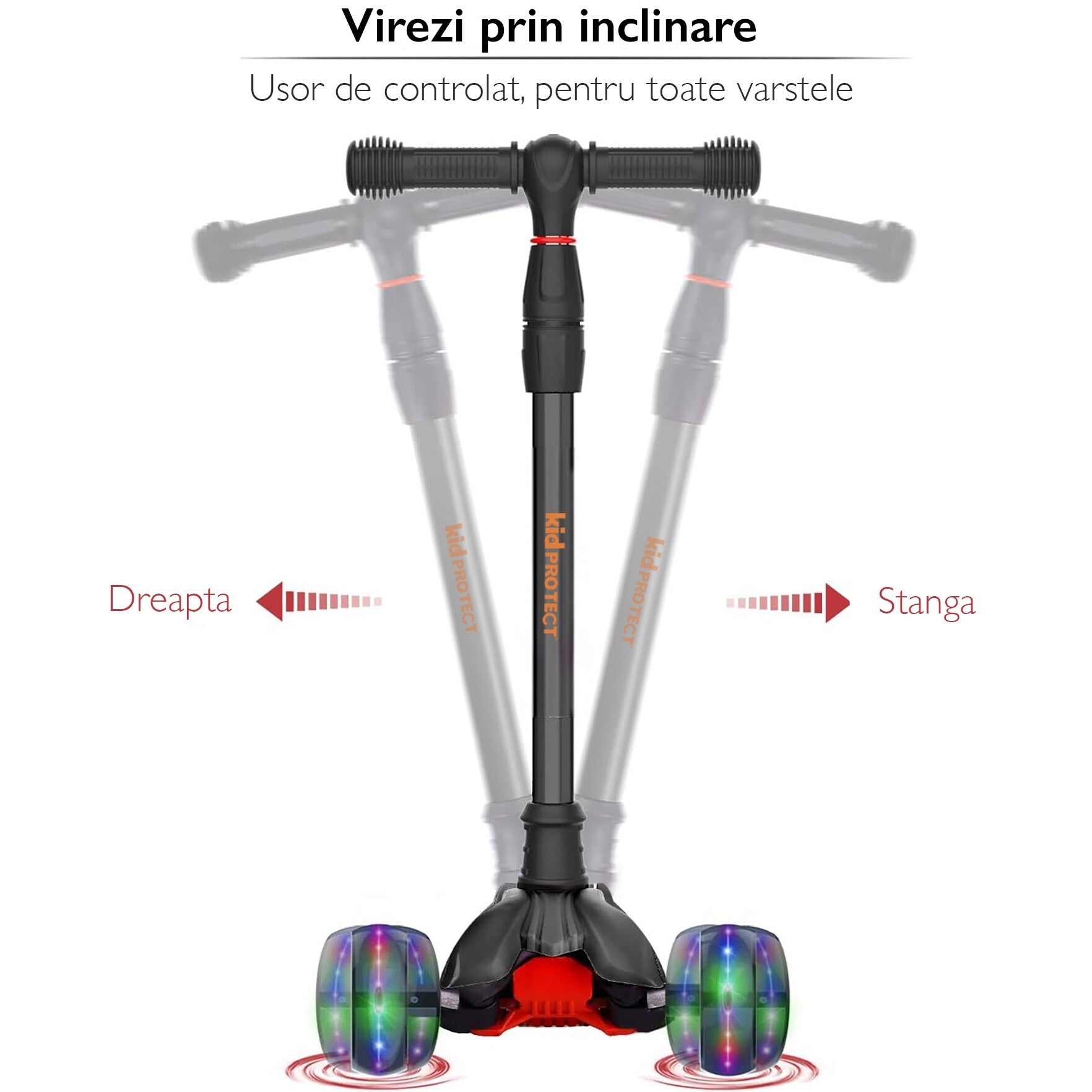 Trotineta Copii KidProtect KidGlider, Negru Trotineta Copii KidProtect KidGlider, Negru